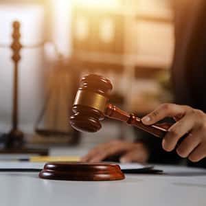 Law theme, gavel or mallet of the judge, lawyer enforcement officers, evidence-based cases taken into account in the court about business, legislation.