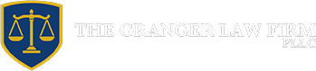 The Granger Law Firm PLLC logo: blue shield with gold scales of justice and firm name.